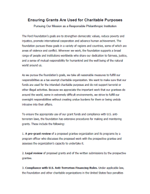 Ensuring Grants Are Used for Charitable Purposes Thumbnail
